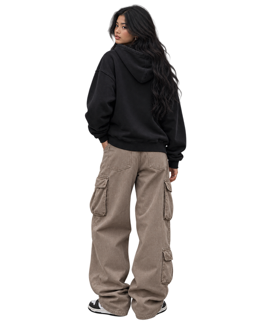 Off The Devil's Payroll Snow Washed Raw Edge Double Layered Hoodie