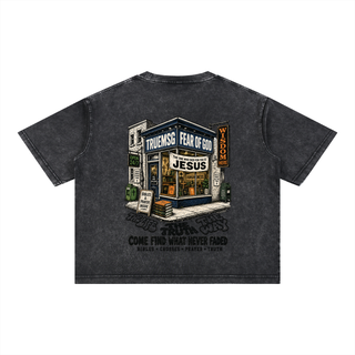 TRUEMSG Storefront Mineral Wash Boxy Cotton T-Shirt