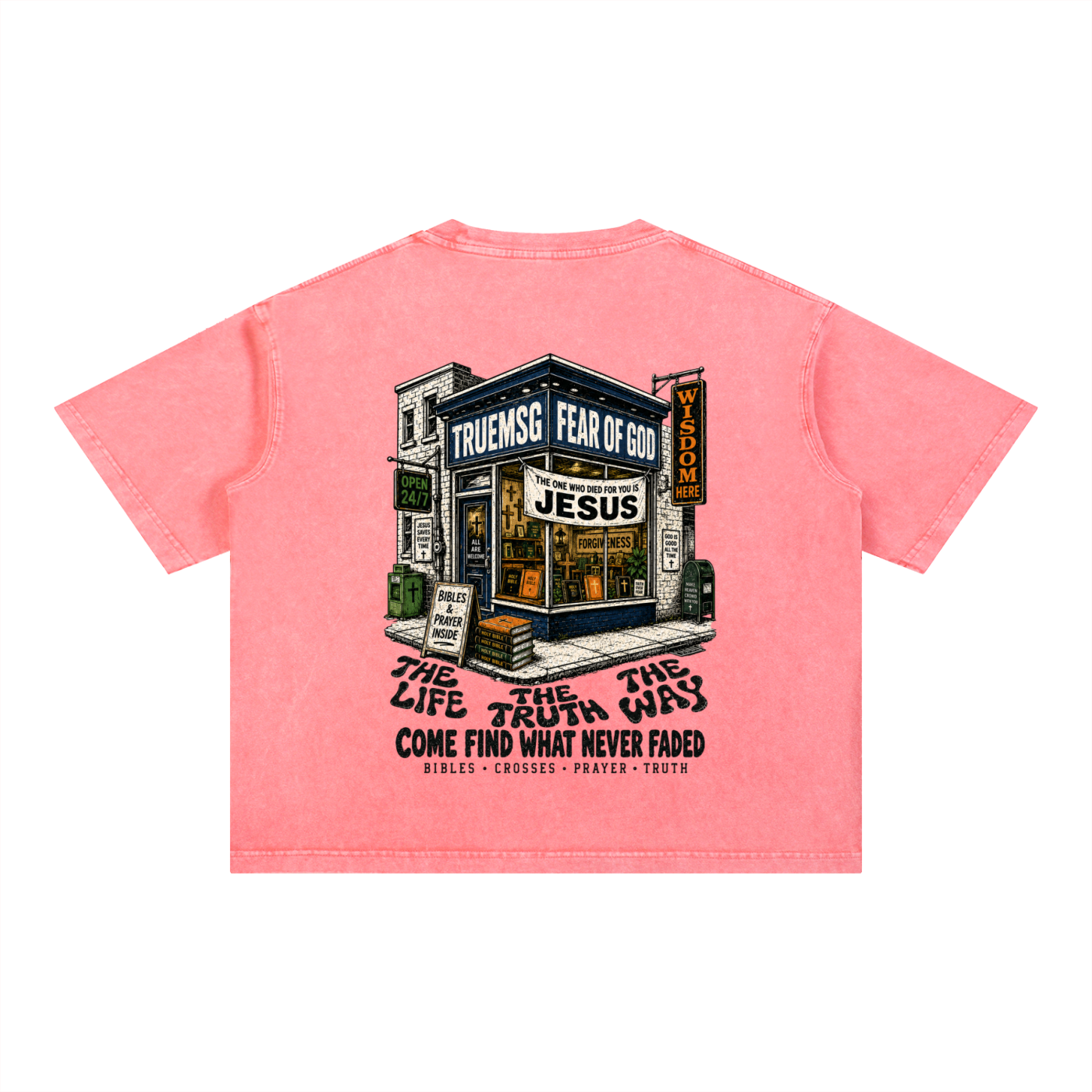 TRUEMSG Storefront Mineral Wash Boxy Cotton T-Shirt