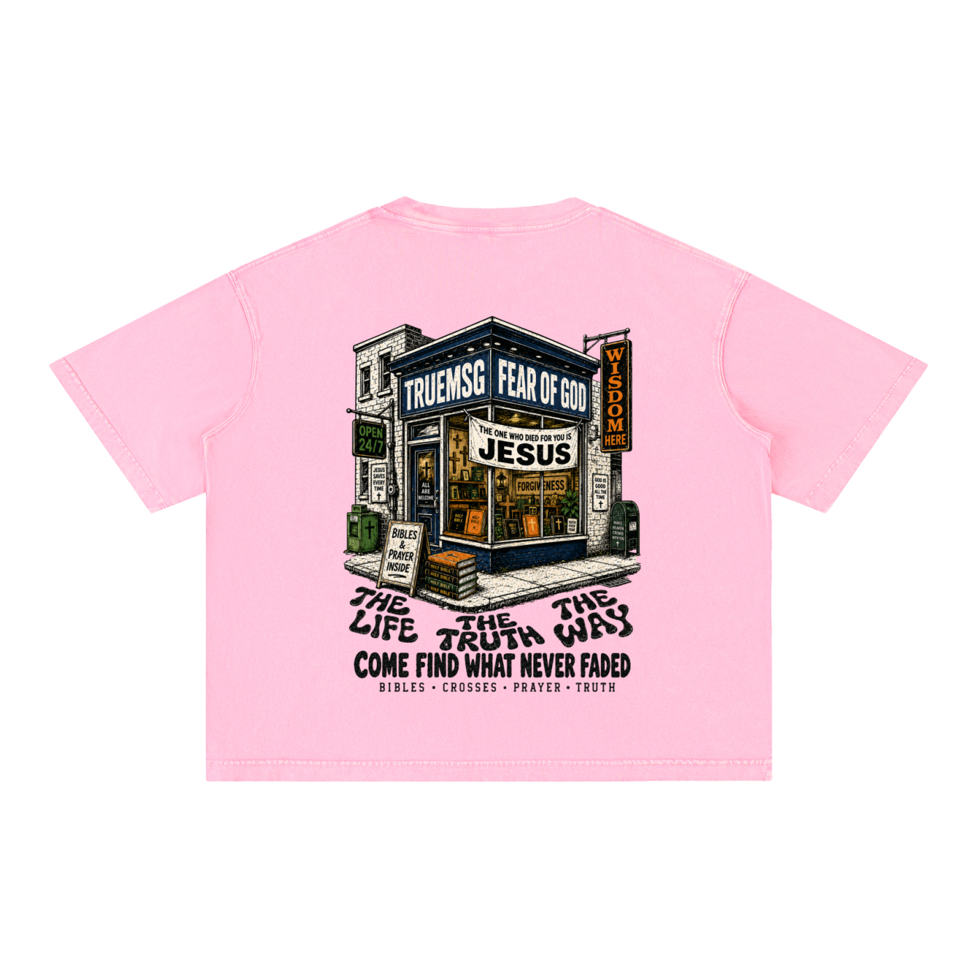 TRUEMSG Storefront Mineral Wash Boxy Cotton T-Shirt