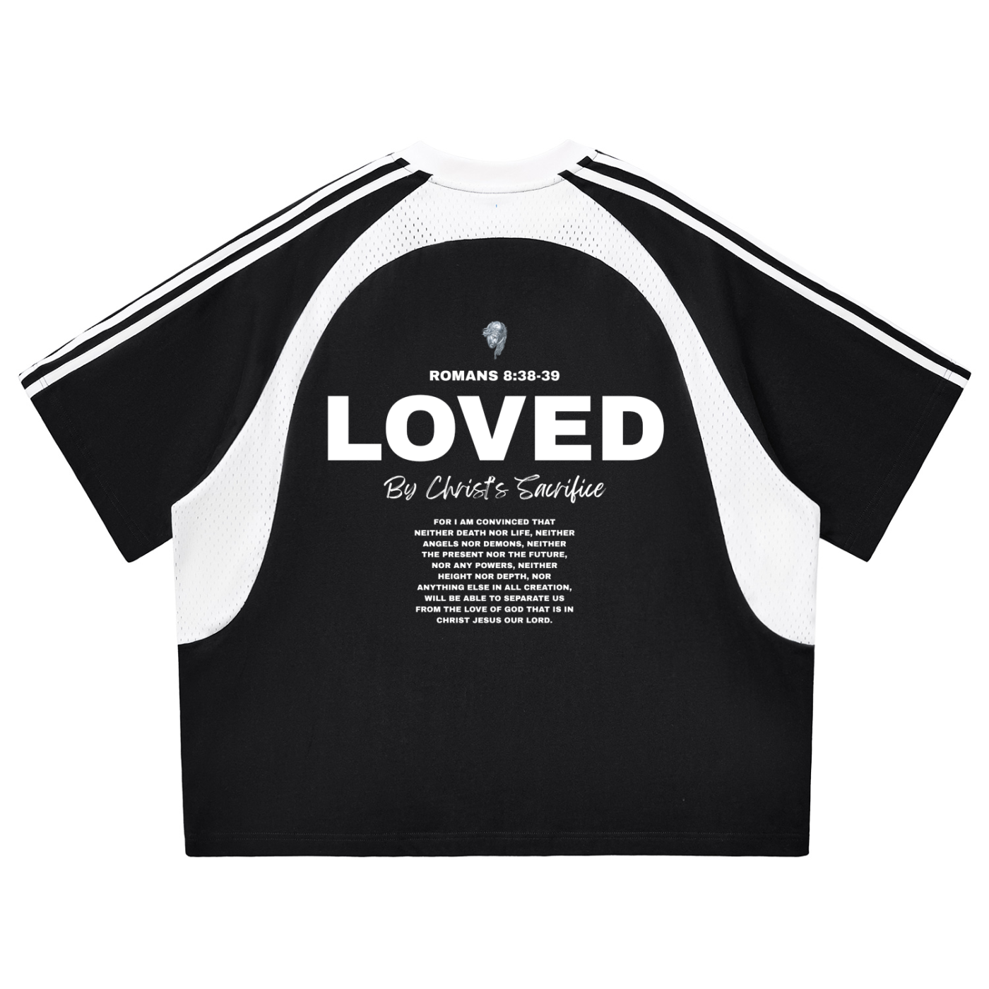 LOVED Contrast Stripes Panel Mesh T-shirt