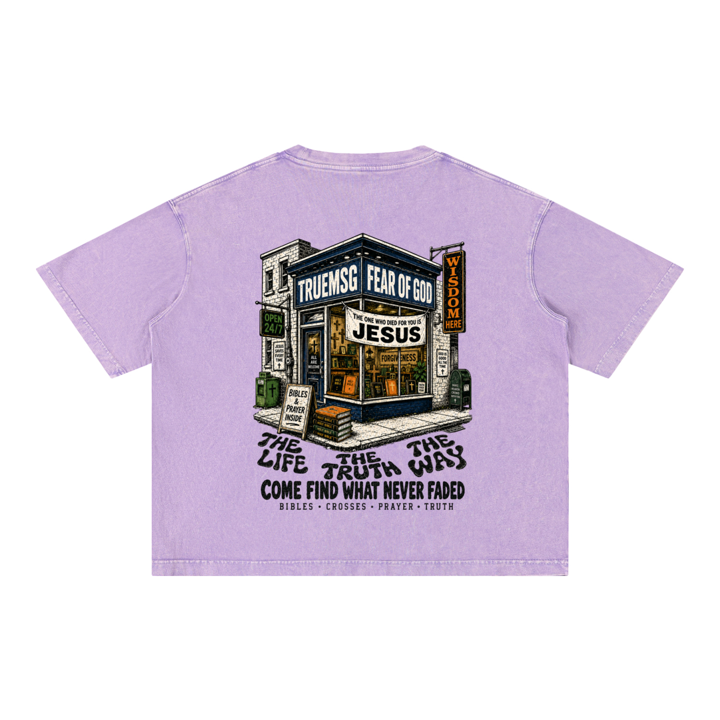 TRUEMSG Storefront Mineral Wash Boxy Cotton T-Shirt