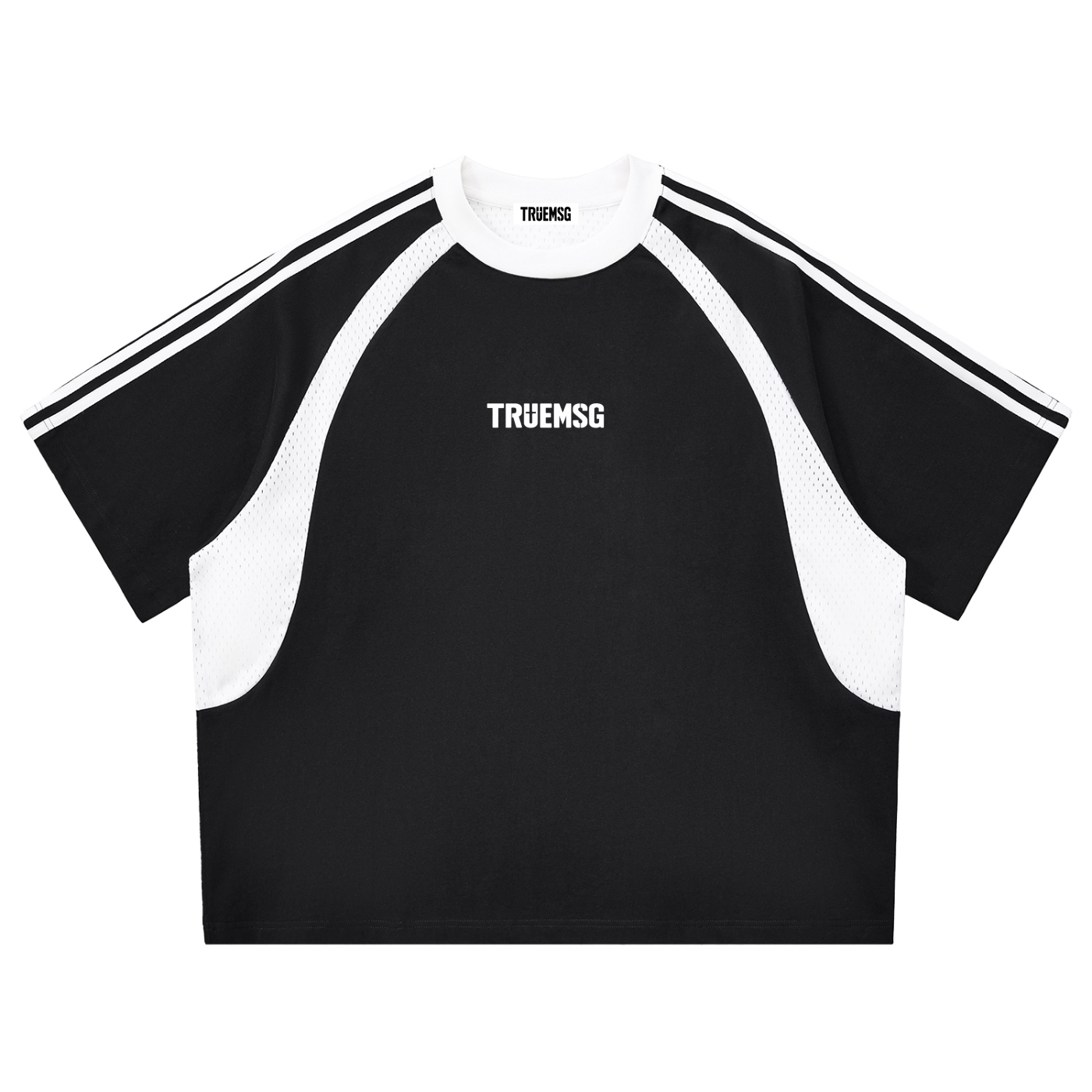 LOVED Contrast Stripes Panel Mesh T-shirt