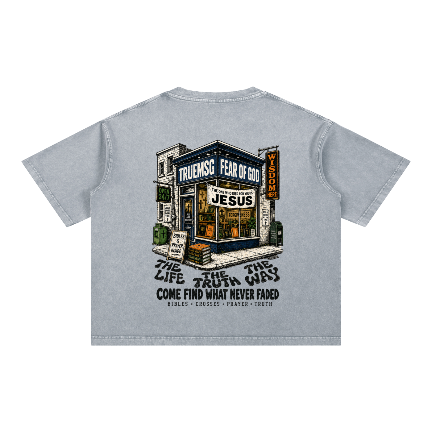 TRUEMSG Storefront Mineral Wash Boxy Cotton T-Shirt