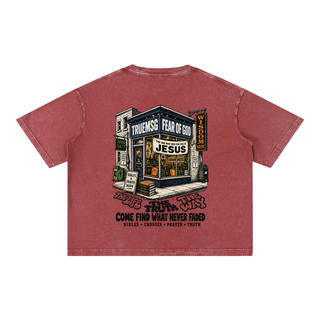TRUEMSG Storefront Mineral Wash Boxy Cotton T-Shirt