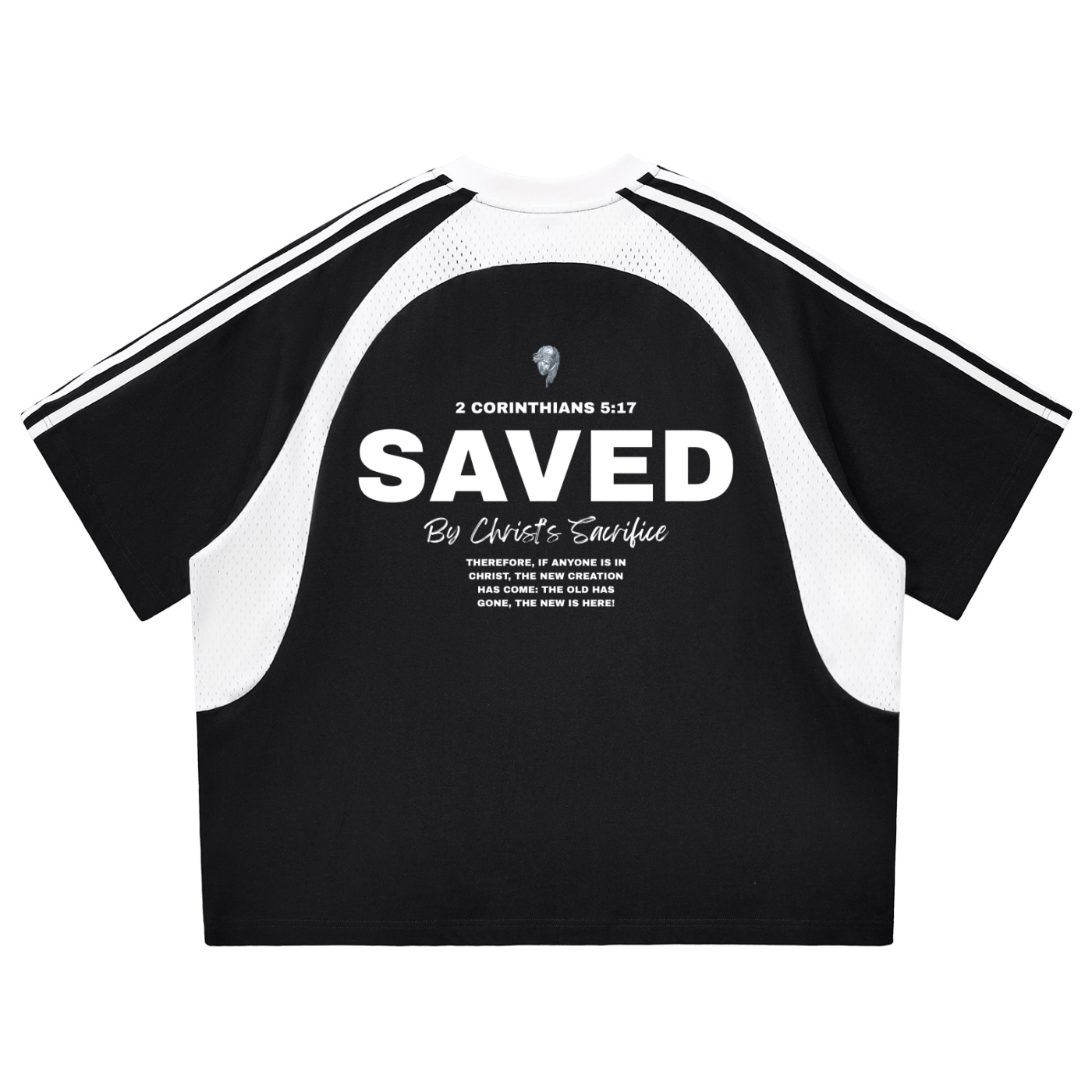 SAVED Contrast Stripes Panel Mesh T-shirt