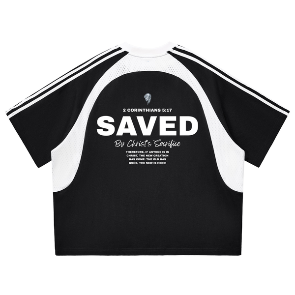 SAVED Contrast Stripes Panel Mesh T-shirt