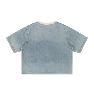 Armed & Dangerous Vintage Wash Boxy Raw Hem Denim T-Shirt