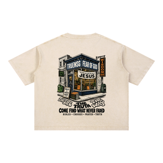 TRUEMSG Storefront Mineral Wash Boxy Cotton T-Shirt