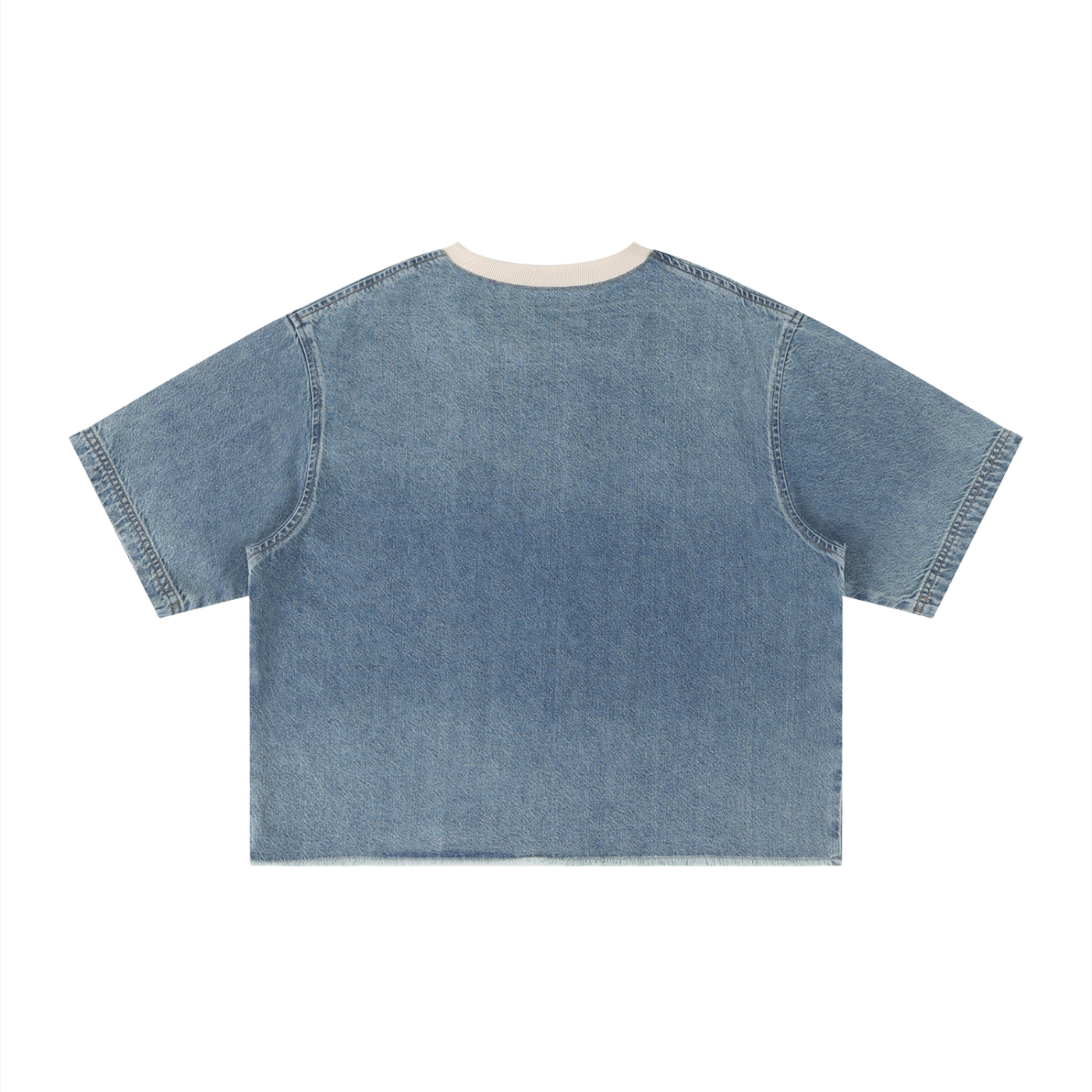 TRUEMSG Vintage Wash Boxy Raw Hem Denim T-Shirt