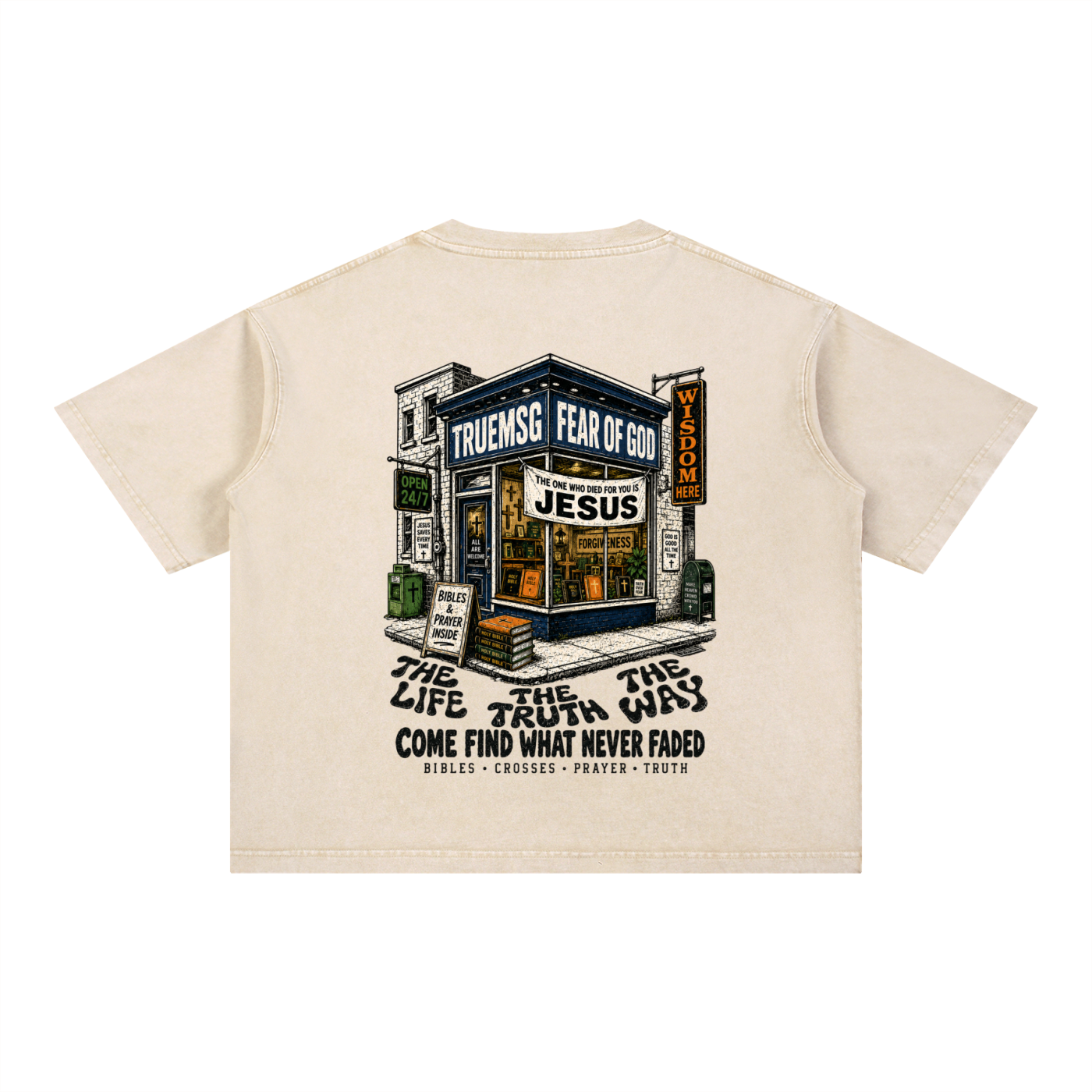 TRUEMSG Storefront Mineral Wash Boxy Cotton T-Shirt