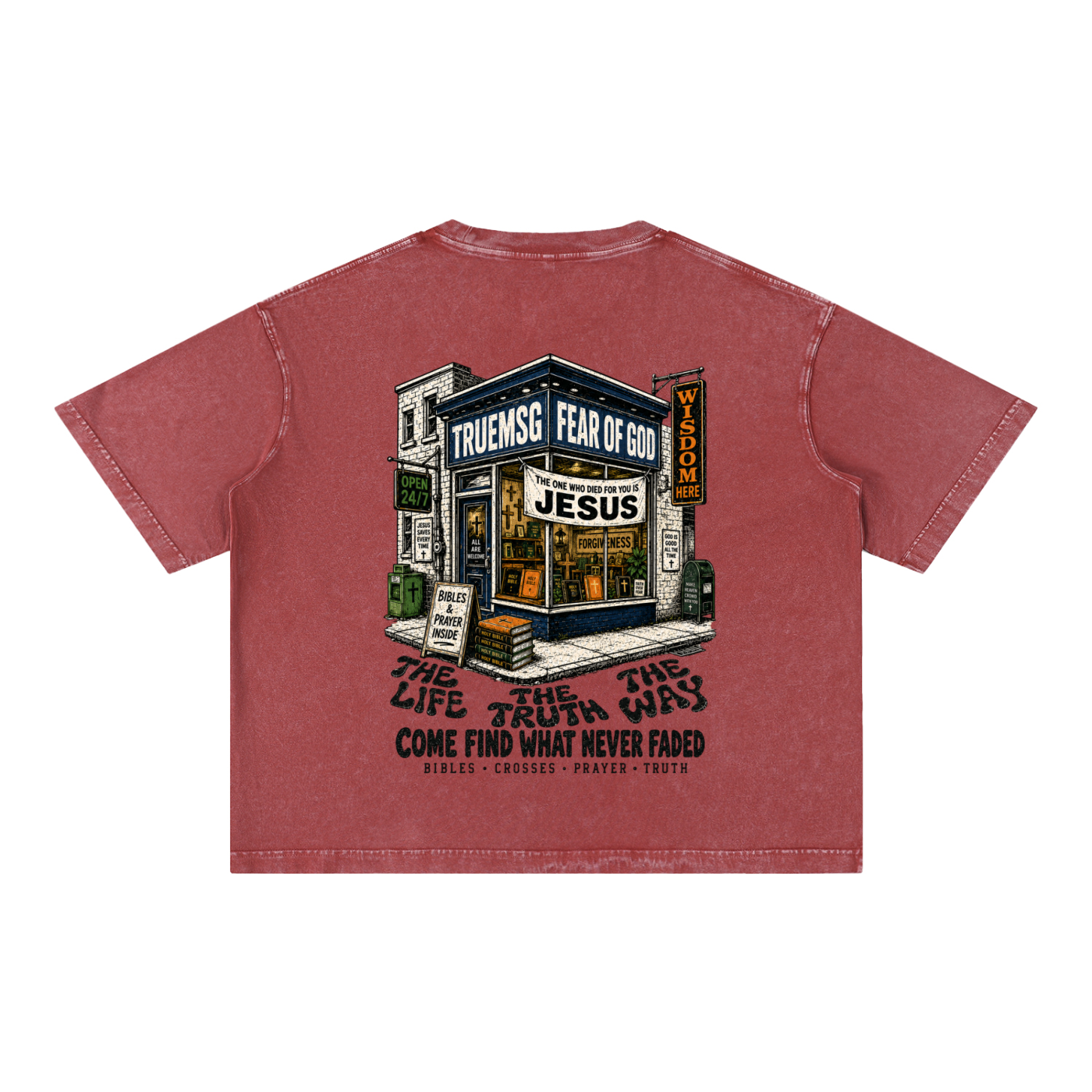 TRUEMSG Storefront Mineral Wash Boxy Cotton T-Shirt