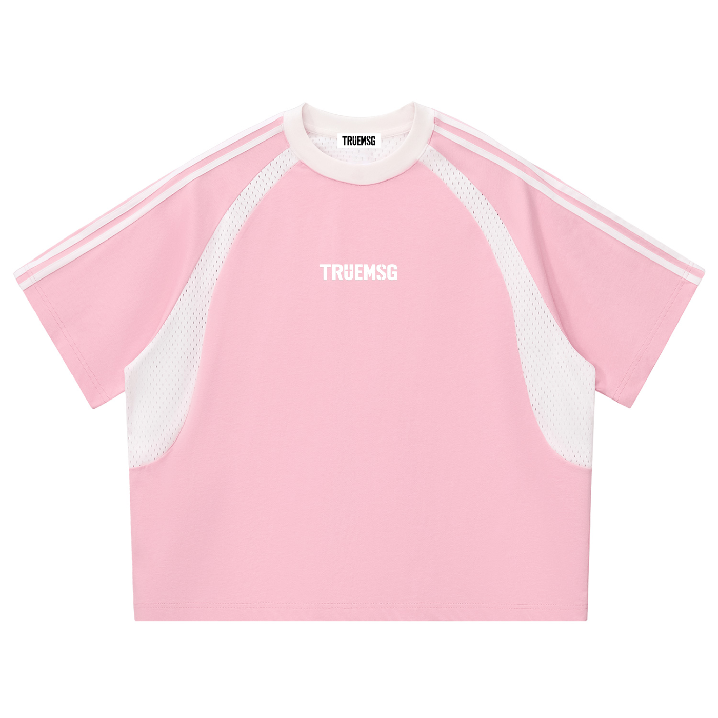 SAVED Contrast Stripes Panel Mesh T-shirt