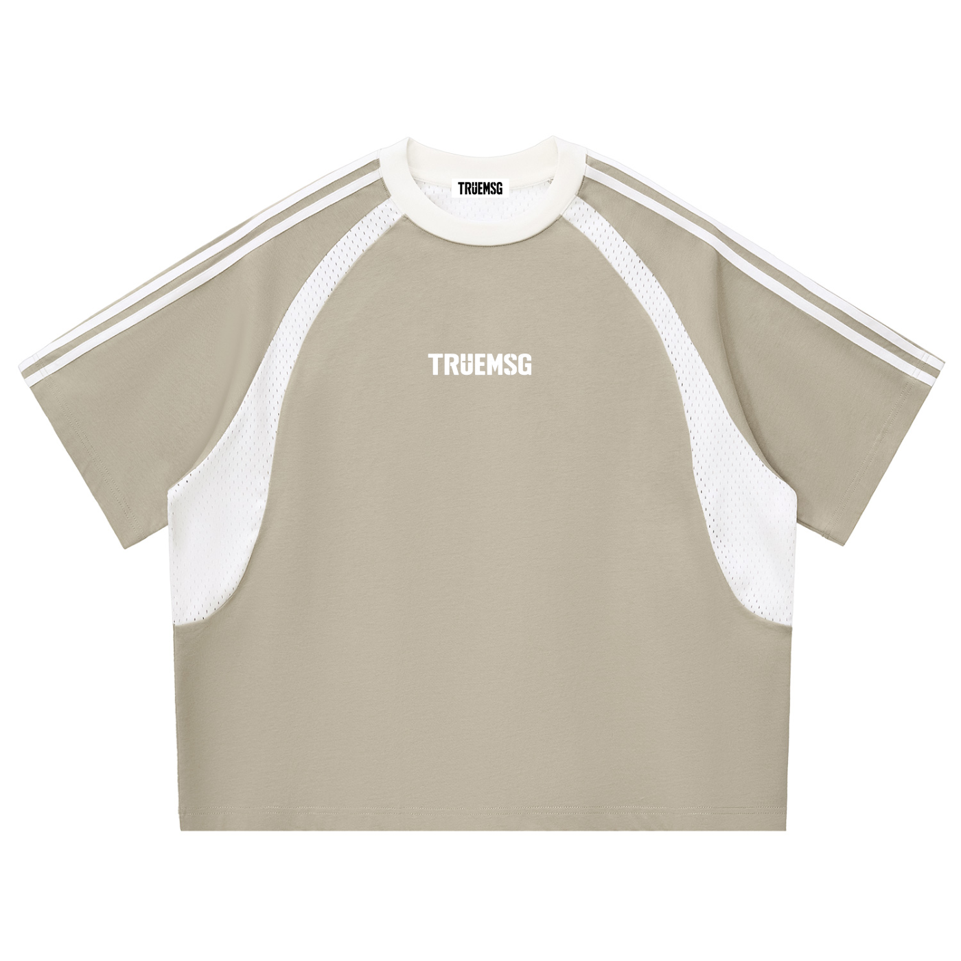 SAVED Contrast Stripes Panel Mesh T-shirt