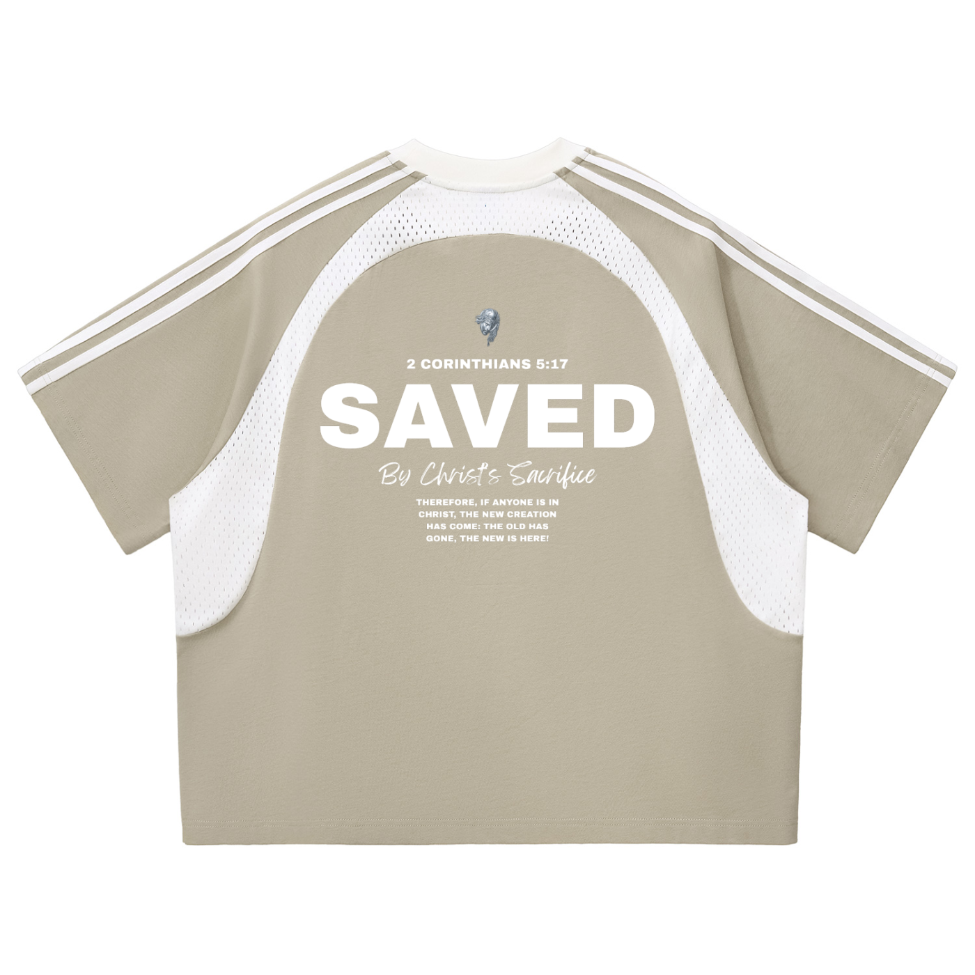 SAVED Contrast Stripes Panel Mesh T-shirt