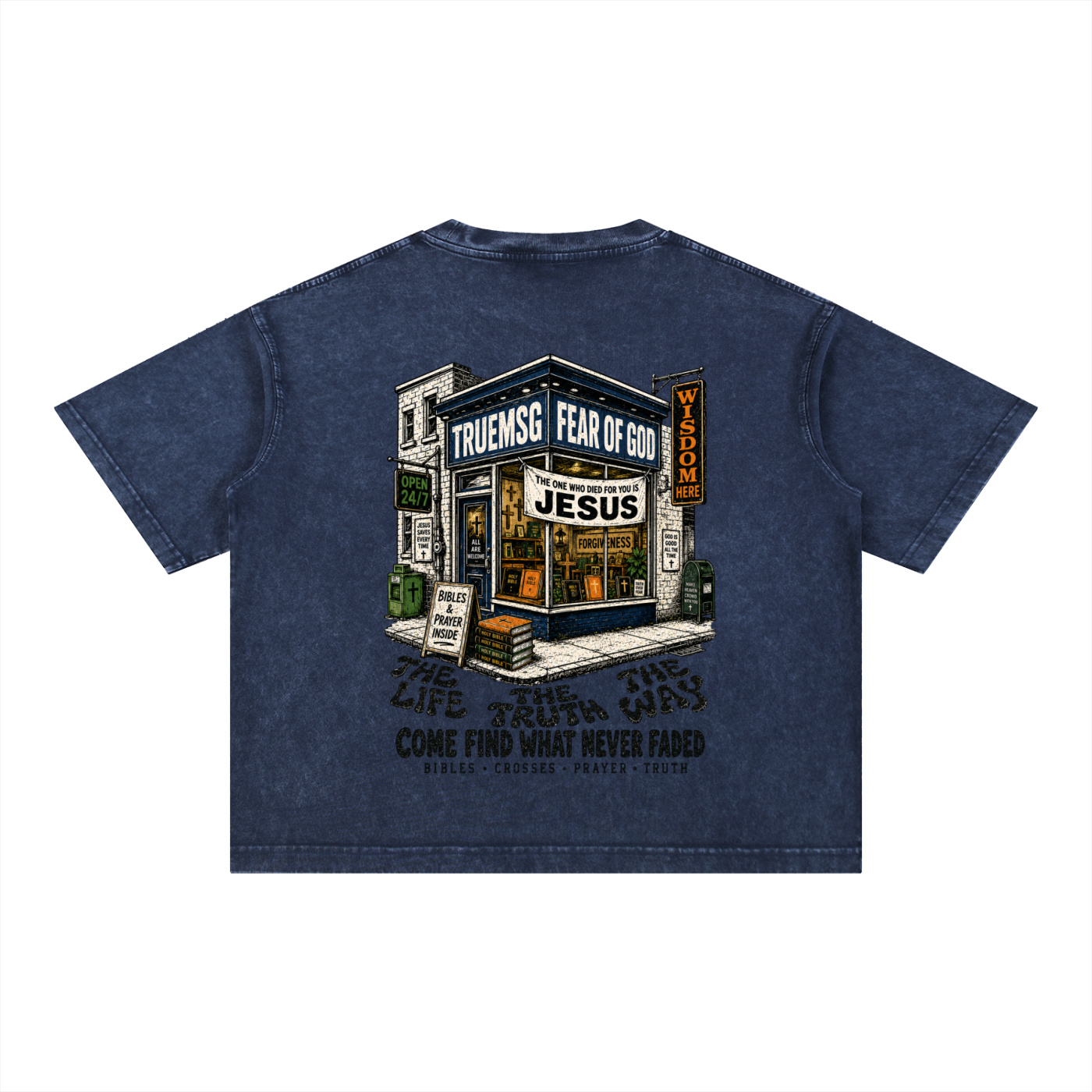 TRUEMSG Storefront Mineral Wash Boxy Cotton T-Shirt