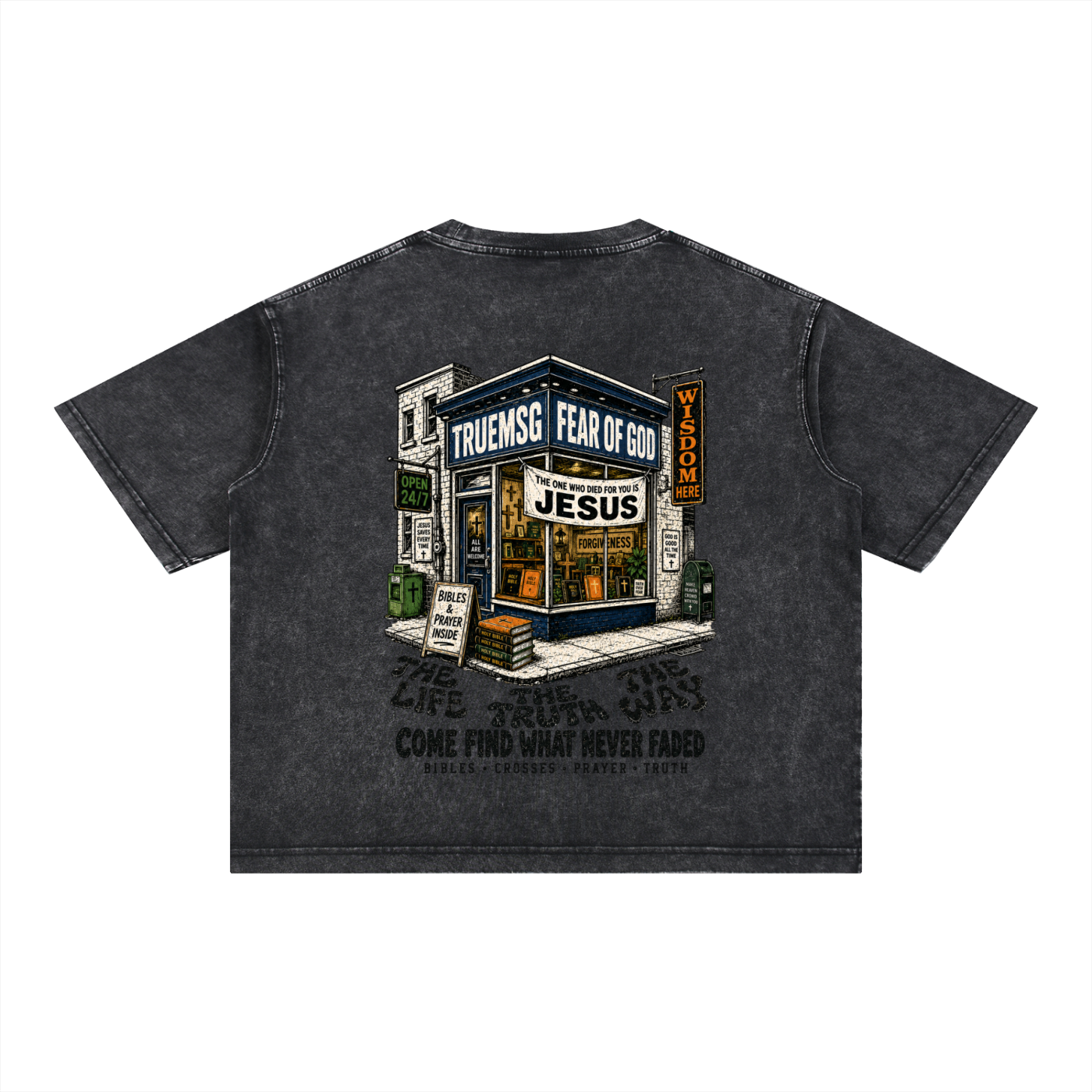 TRUEMSG Storefront Mineral Wash Boxy Cotton T-Shirt