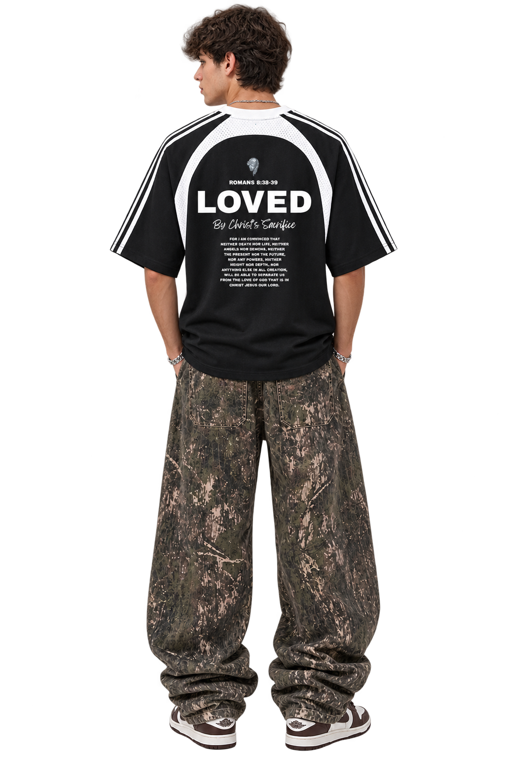 LOVED Contrast Stripes Panel Mesh T-shirt