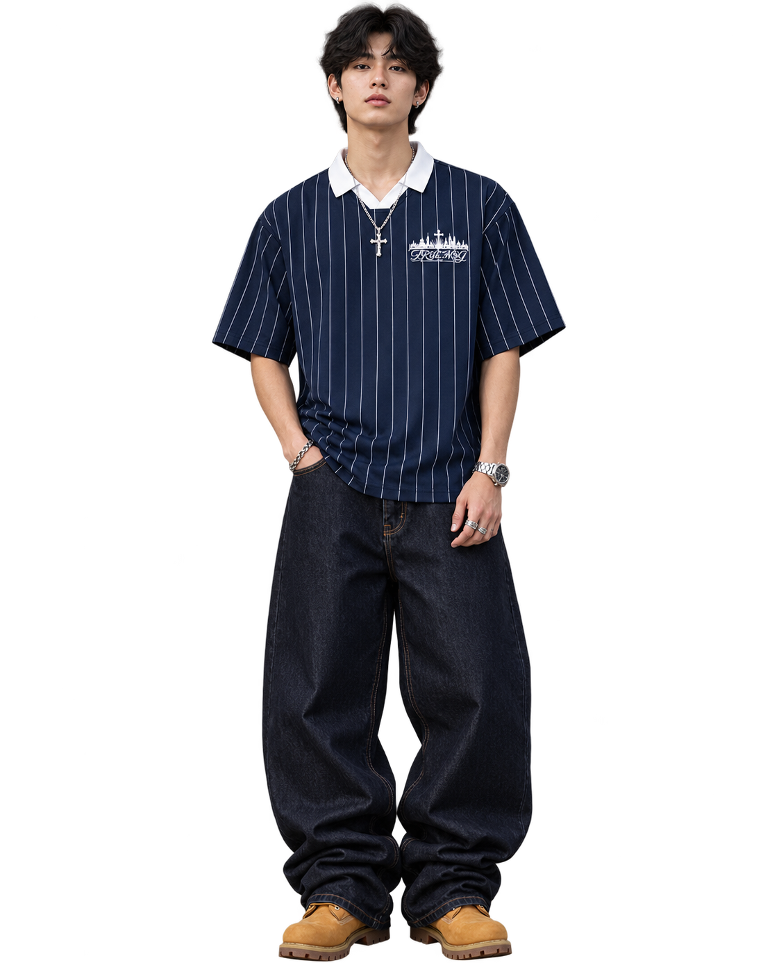 TRUEMSG Pinstripe Collared Soccer Jersey