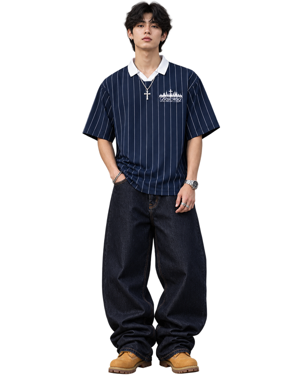 TRUEMSG Pinstripe Collared Soccer Jersey