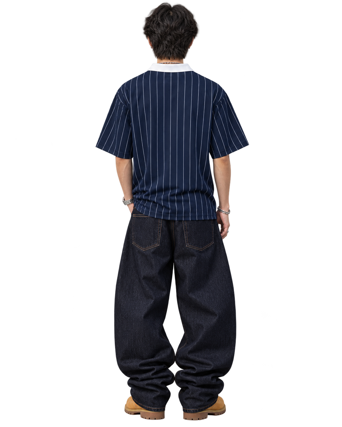 TRUEMSG Pinstripe Collared Soccer Jersey