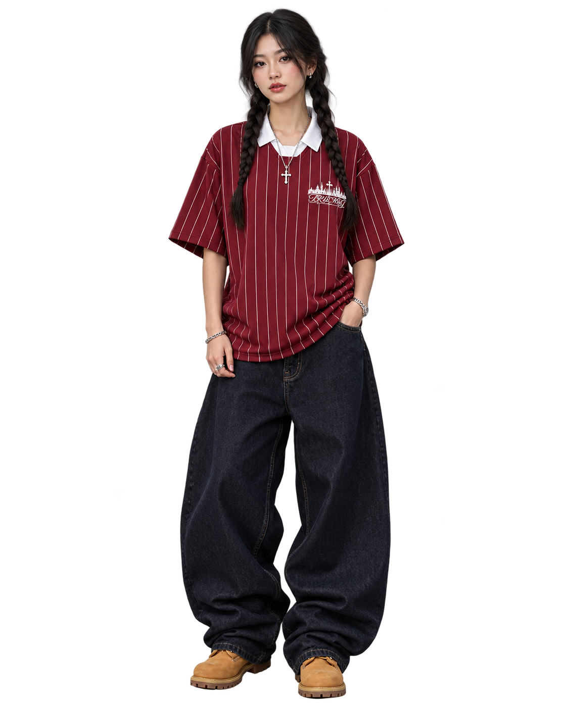 TRUEMSG Pinstripe Collared Soccer Jersey