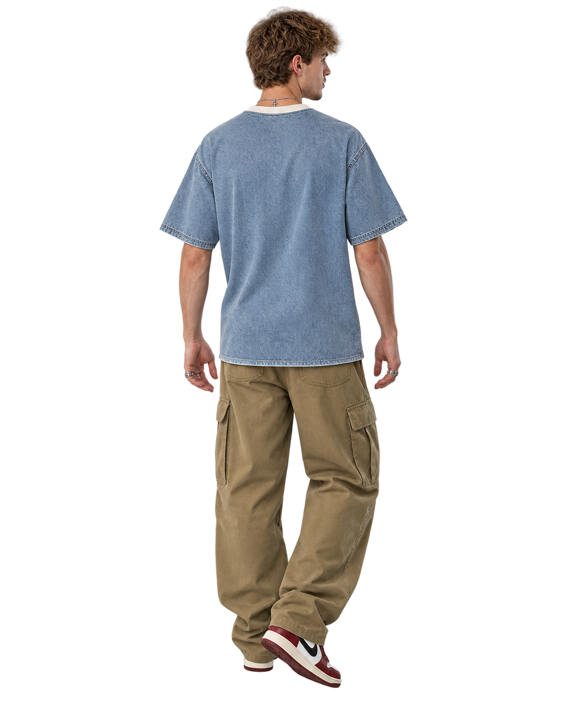 TRUEMSG Vintage Wash Boxy Raw Hem Denim T-Shirt