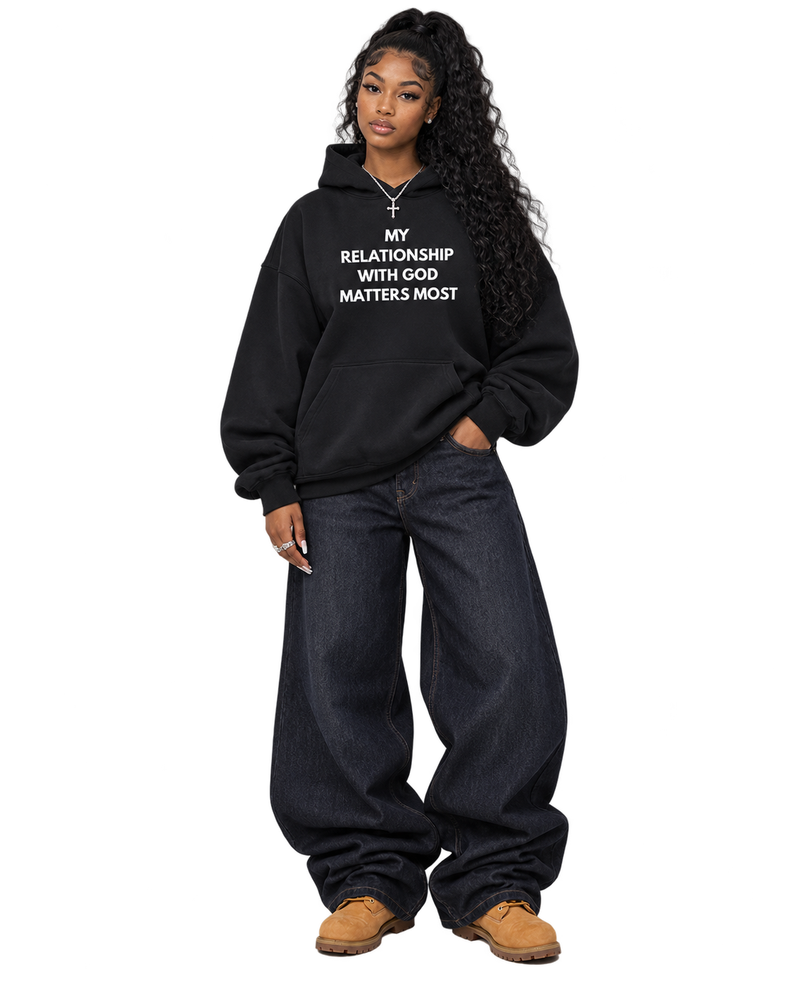 Fleeced Boxy God's Relationship Hoodie