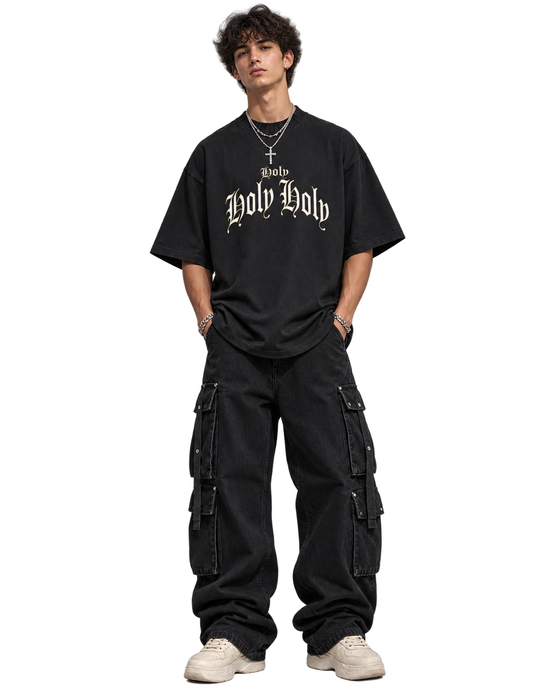 Heavyweight Holy T-shirt with Knitted Neckline