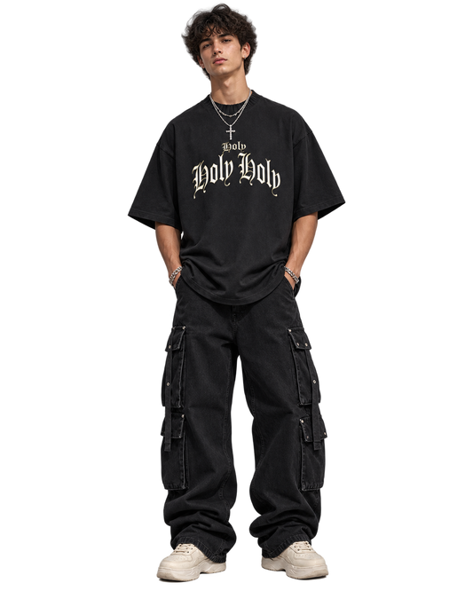 Heavyweight Holy T-shirt with Knitted Neckline