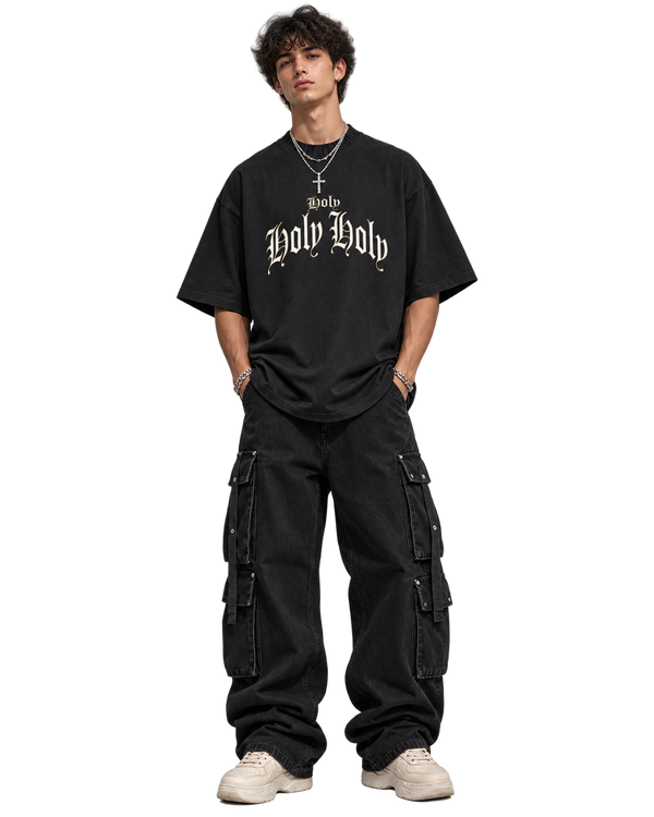 Heavyweight Holy T-shirt with Knitted Neckline