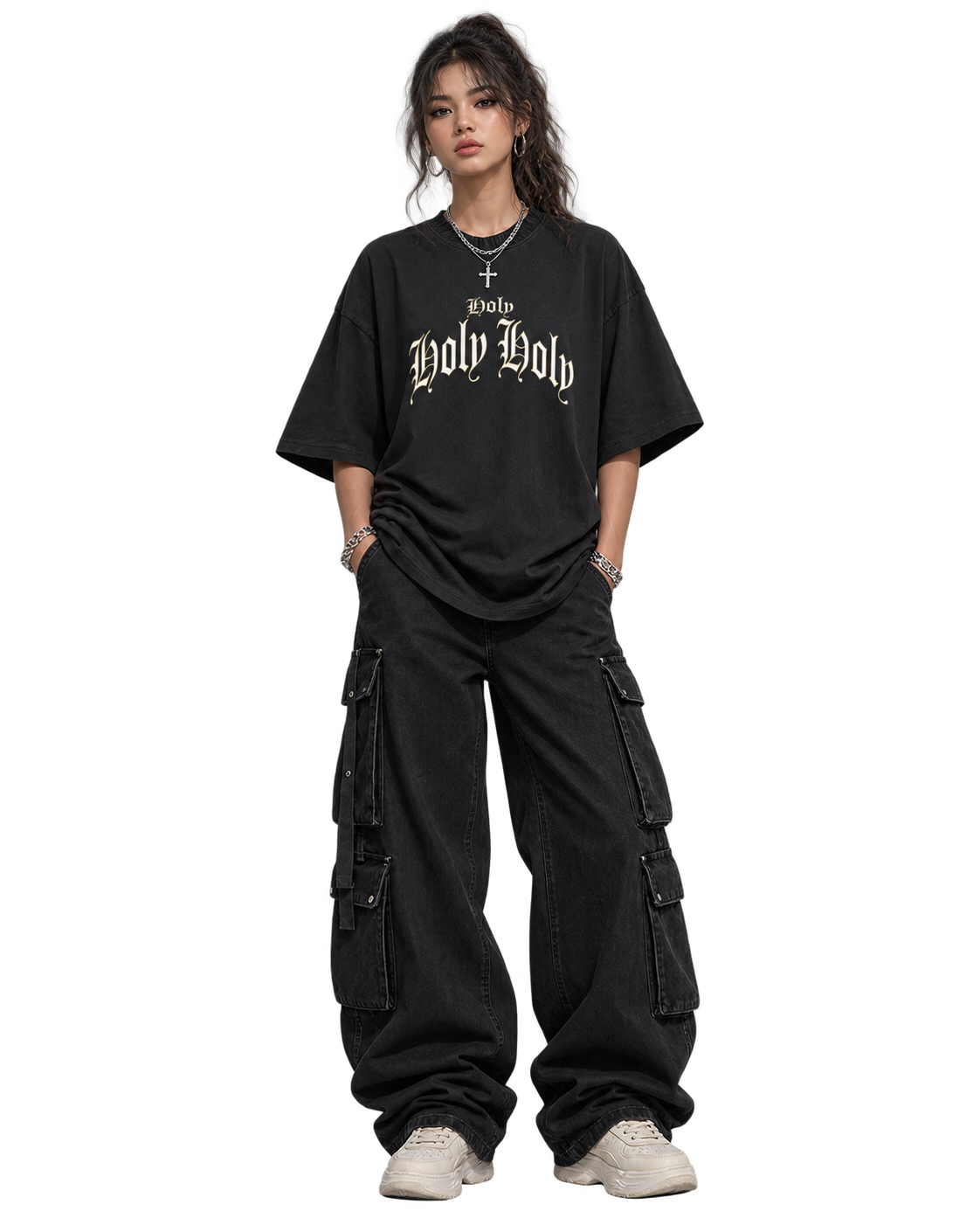 Heavyweight Holy T-shirt with Knitted Neckline