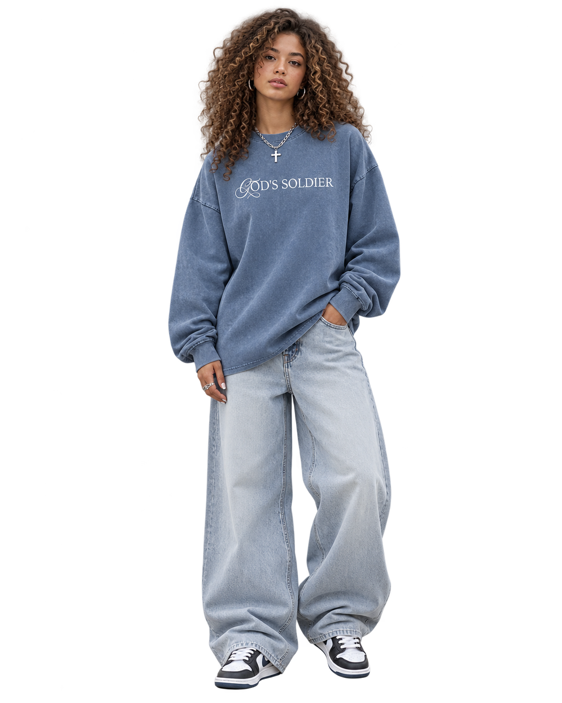 Snow Washed Oversize God's Soldier Long Sleeve