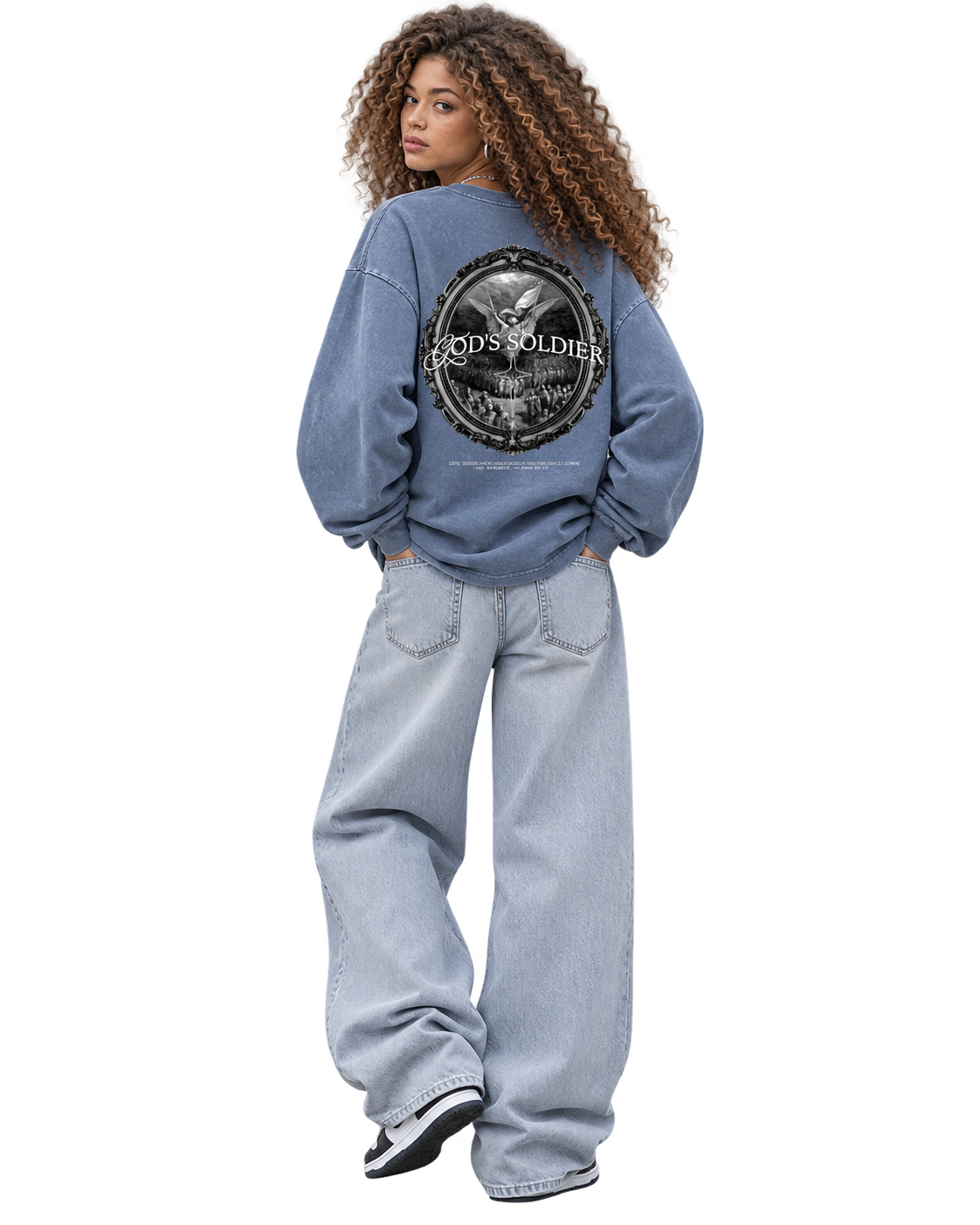 Snow Washed Oversize God's Soldier Long Sleeve