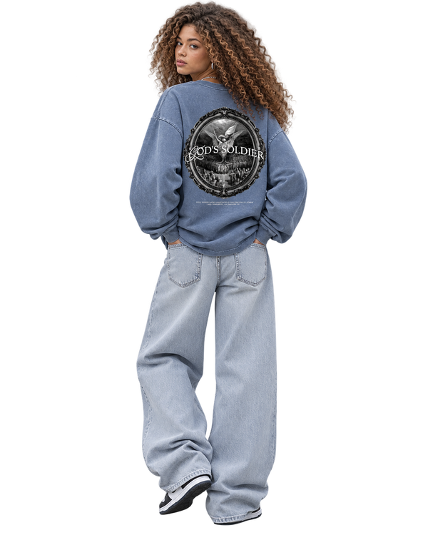 Snow Washed Oversize God's Soldier Long Sleeve
