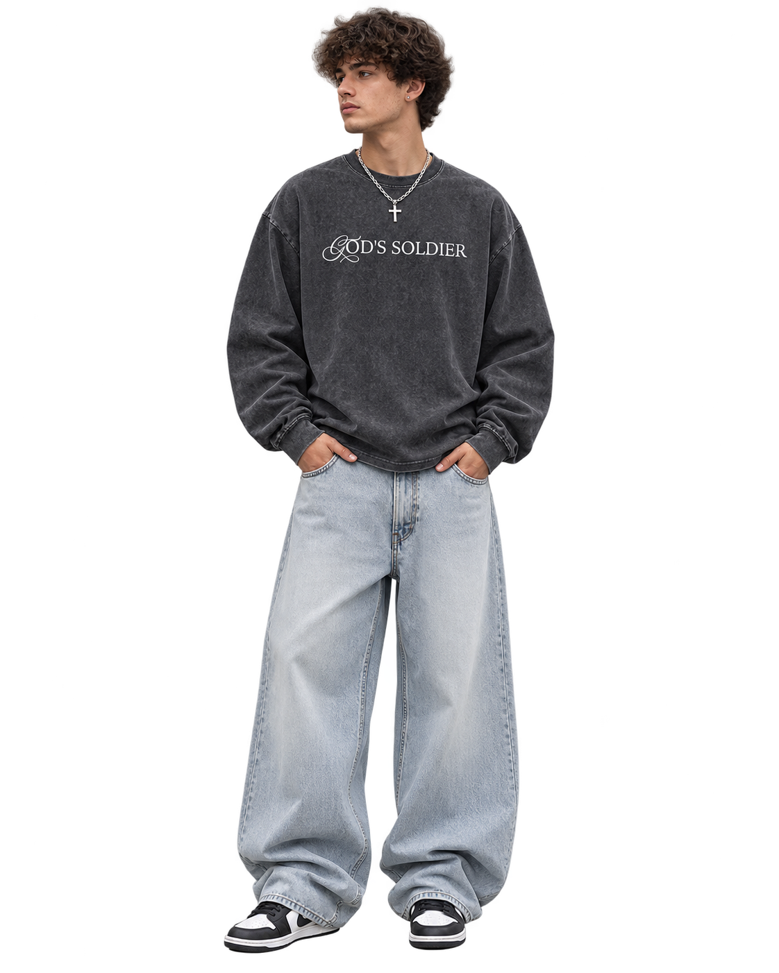 Snow Washed Oversize God's Soldier Long Sleeve