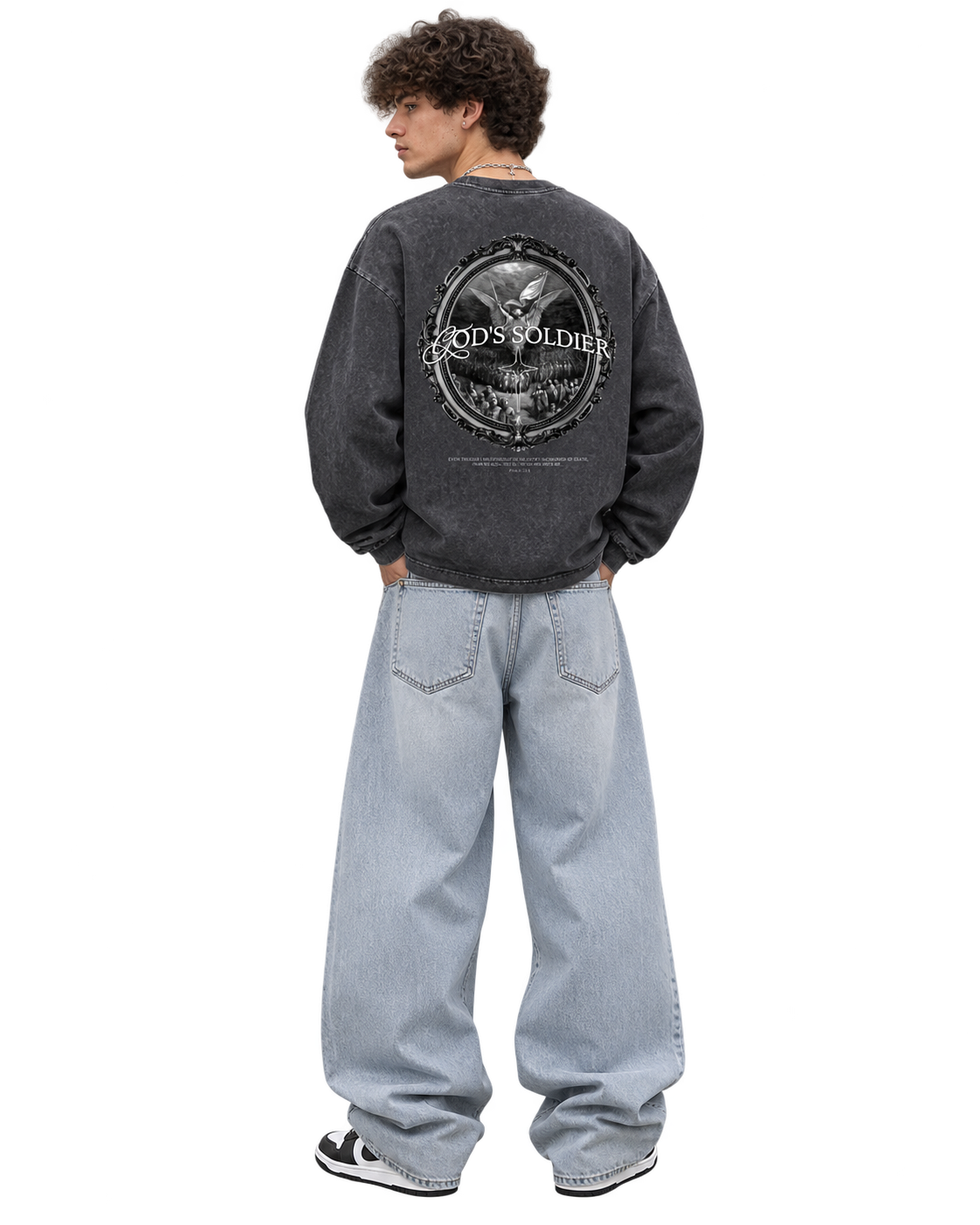 Snow Washed Oversize God's Soldier Long Sleeve