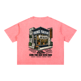TRUEMSG Storefront Mineral Wash Boxy Cotton T-Shirt