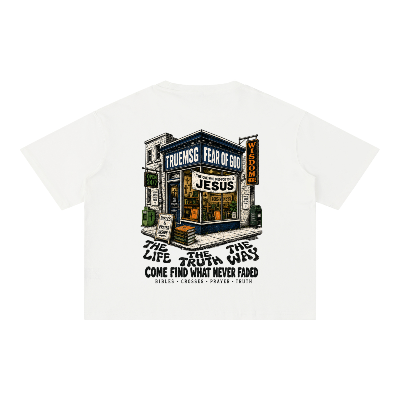 TRUEMSG Storefront Mineral Wash Boxy Cotton T-Shirt