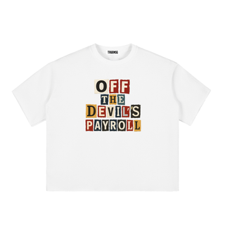 Off The Devil's Payroll Boxy Half-Sleeve Raw-Edge T-Shirt