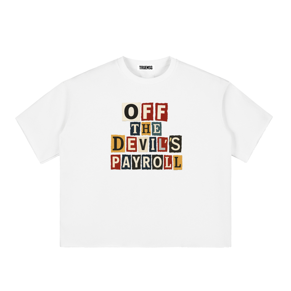 Off The Devil's Payroll Boxy Half-Sleeve Raw-Edge T-Shirt
