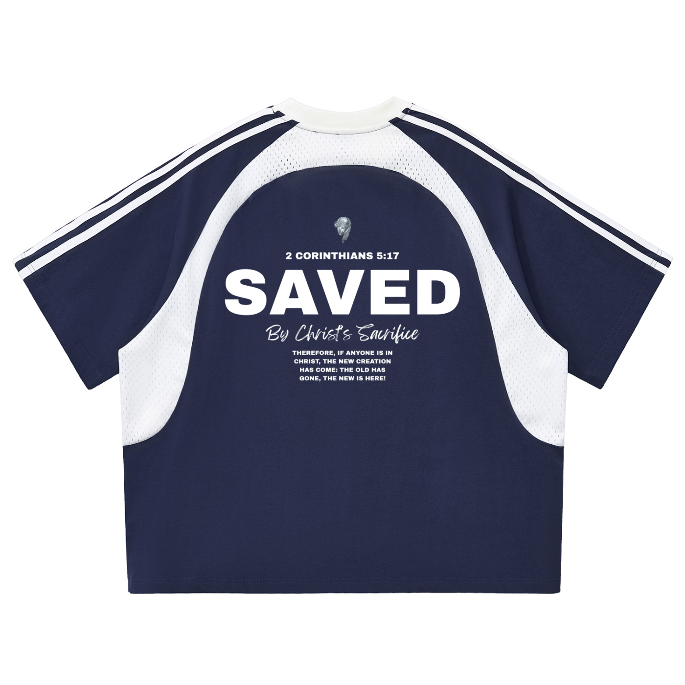 SAVED Contrast Stripes Panel Mesh T-shirt