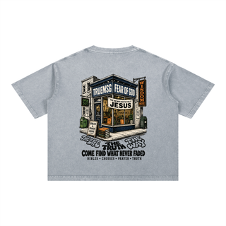 TRUEMSG Storefront Mineral Wash Boxy Cotton T-Shirt