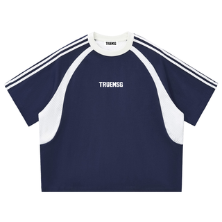 LOVED Contrast Stripes Panel Mesh T-shirt