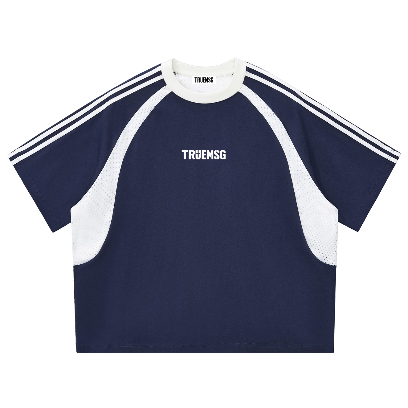 SAVED Contrast Stripes Panel Mesh T-shirt