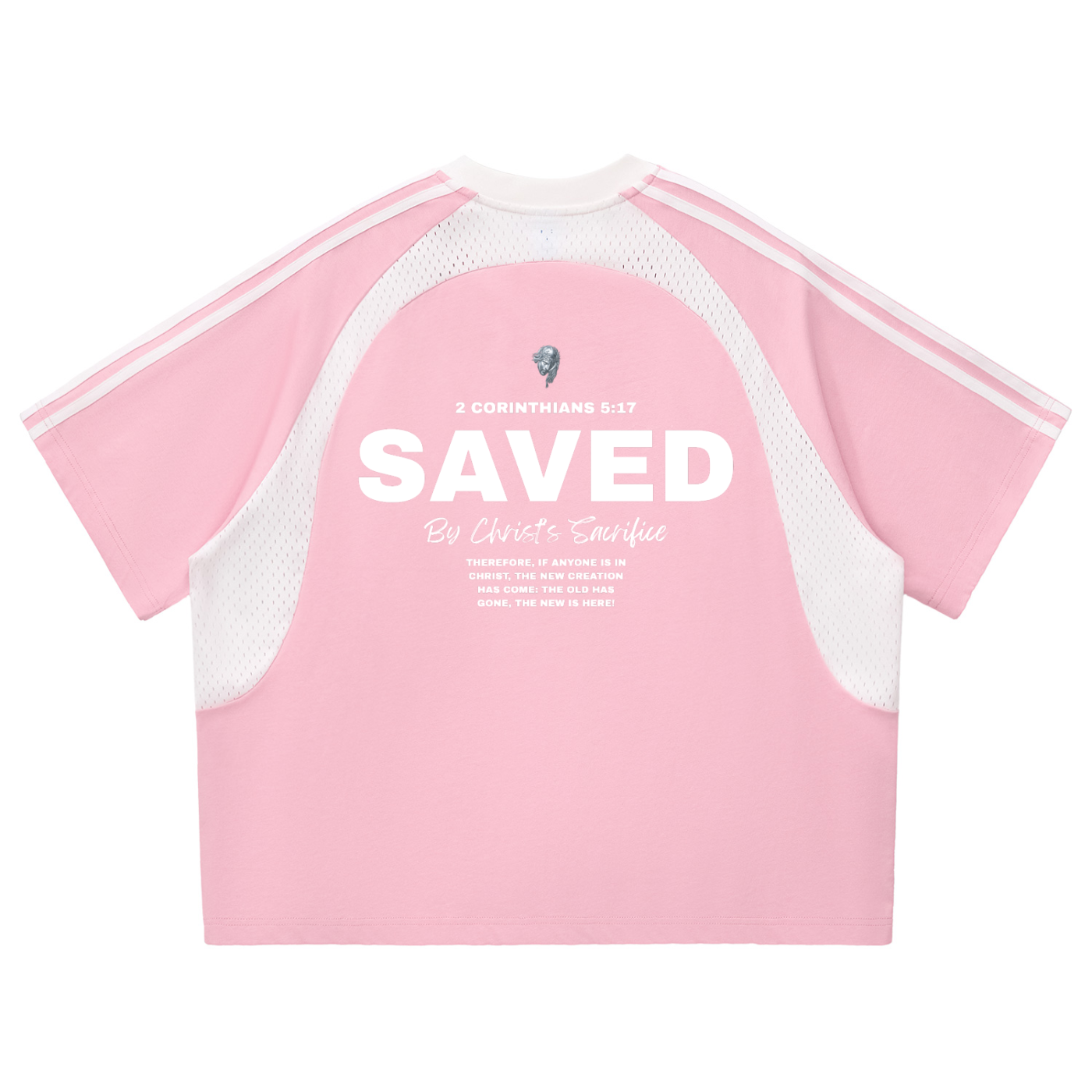 SAVED Contrast Stripes Panel Mesh T-shirt