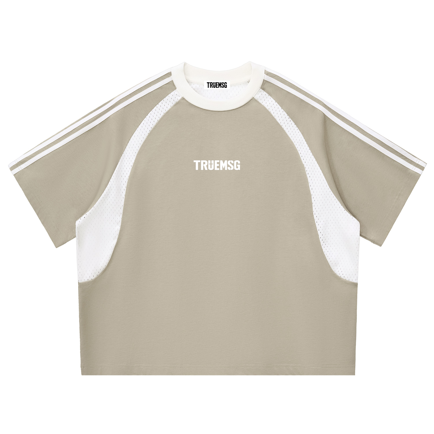 LOVED Contrast Stripes Panel Mesh T-shirt