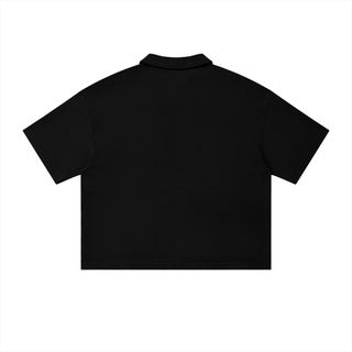TRUEMSG Vintage Wash Waffle Boxy Polo Shirt
