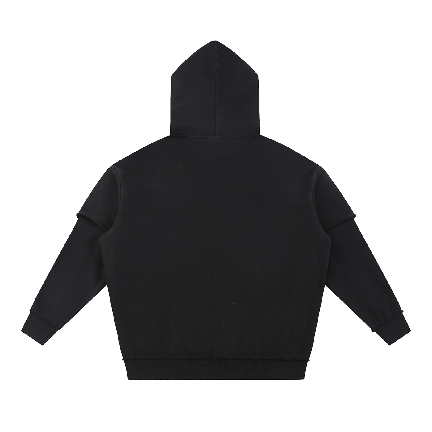 Off The Devil's Payroll Snow Washed Raw Edge Double Layered Hoodie