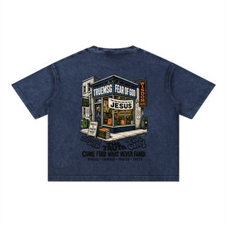 TRUEMSG Storefront Mineral Wash Boxy Cotton T-Shirt
